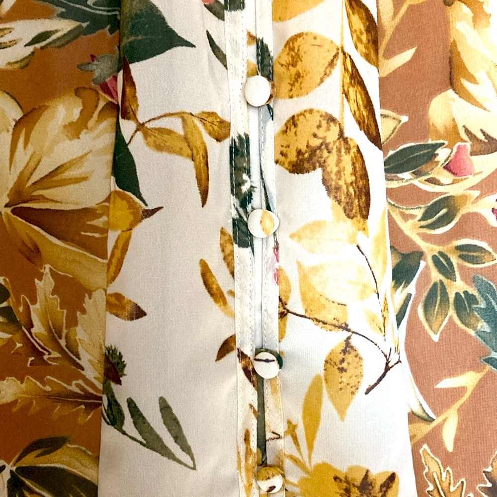 Christopher & Banks beautiful brown, green and tan leaves pattern,SP - Picture 2 of 7